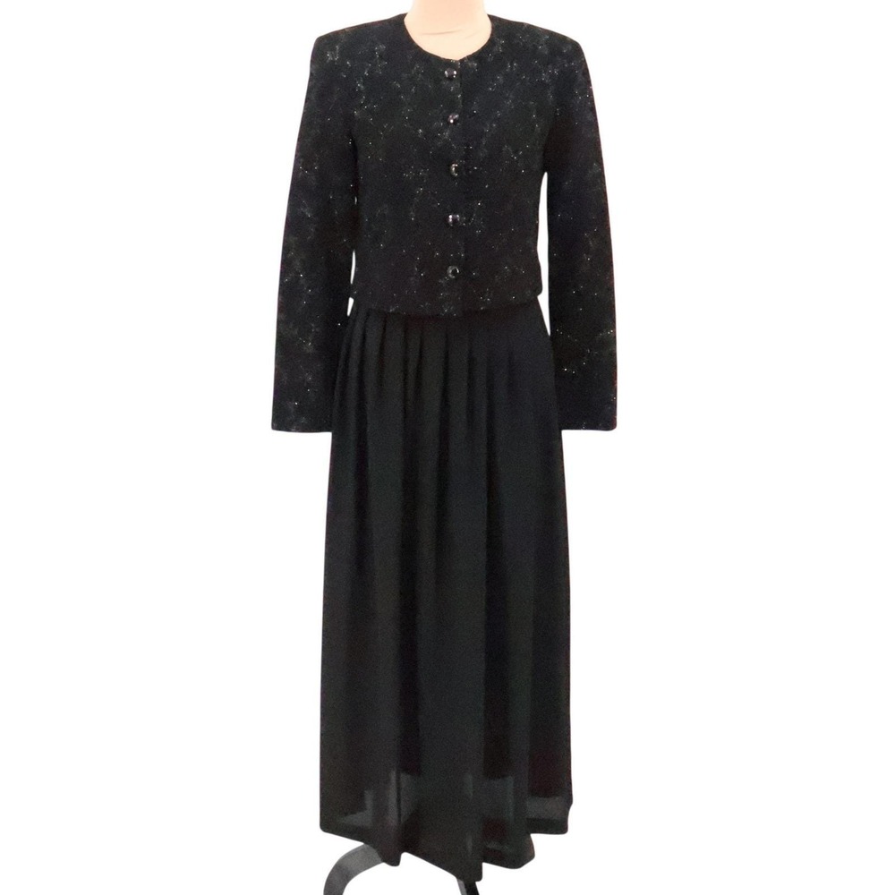Vtg Jessica Howard Textured Jacket Maxi Dress‎ Set Evening Formal NYE 90s Size 6